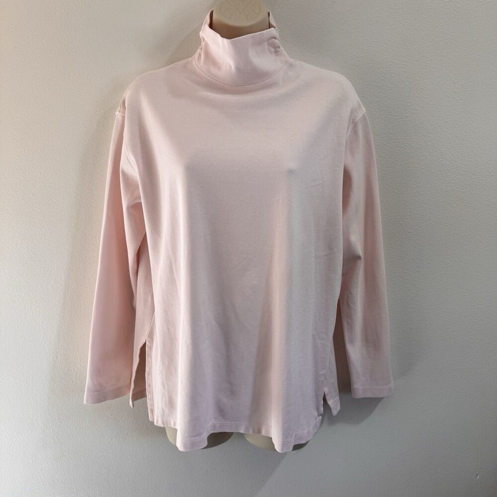 North Star Base Sweater Sweatshirt M Light Pink Cotton Stretch Mock Neck USA